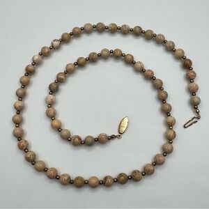 Picture Jasper Beaded Necklace w/ Gold Tone Box Clasp | Natural Stone Jewelry